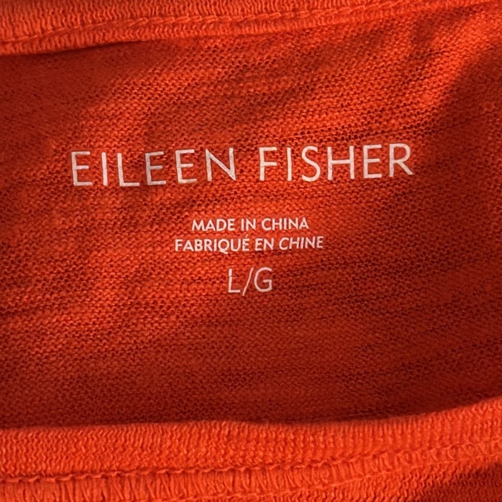 Eileen Fisher Orange T Shirt Midi Dress Size L Casual Beach Vacation Pockets - Picture 6 of 6